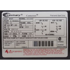 Regal Rexnord - Century Motors B127 3/4HP 230/115V 3450RPM 56J