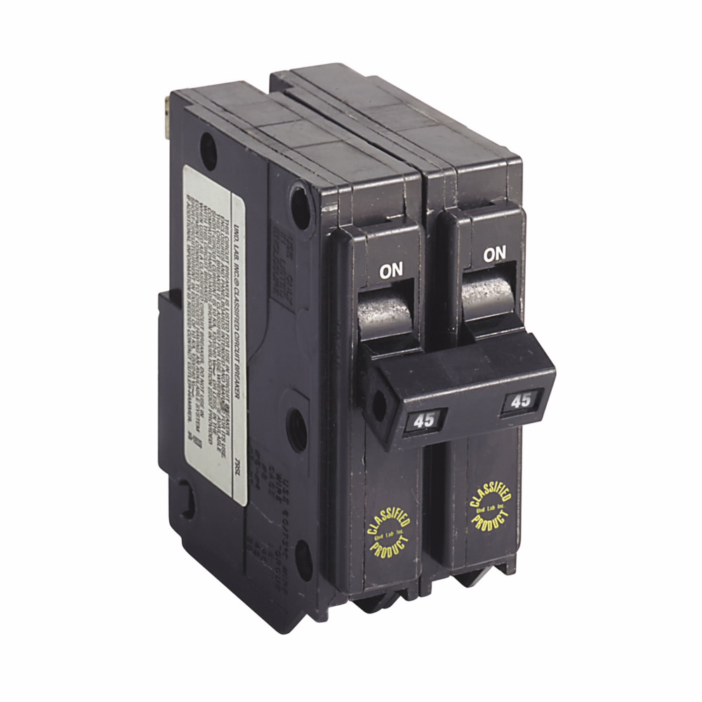 Eaton CHQ245 Type CHQ Classified Replacement Circuit Breaker, 120/240 VAC, 45 A, 2 Pole, 10 kAIC