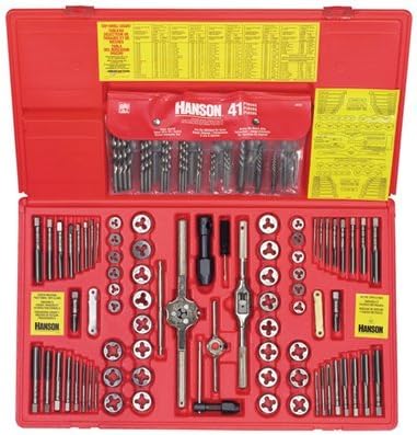 Hanson 26377 117-Pc Deluxe Combo Set - Taps & Dies, HSS Drills, Extractors