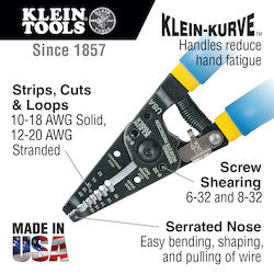 Klein 11055 Solid and Stranded Copper Wire Stripper and Cutter 10-18 AWG Solid 12-20 AWG Stranded