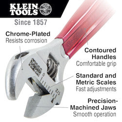 Klein D507-8 Adjustable Wrench Extra Capacity 8-Inch