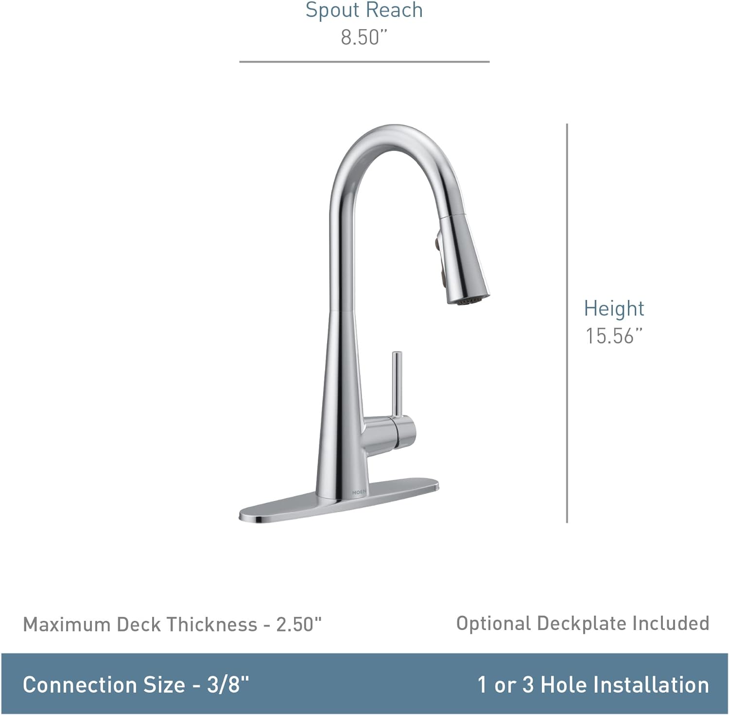 Moen 7864SRS Sleek Spot Resist Stainless One Handle High-Arc Pulldown Kitchen Sink Faucet