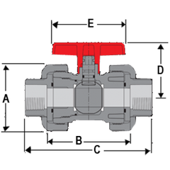 Spears 2339-005 1/2 PVC-VITON TRUE UNION BALL VALVE