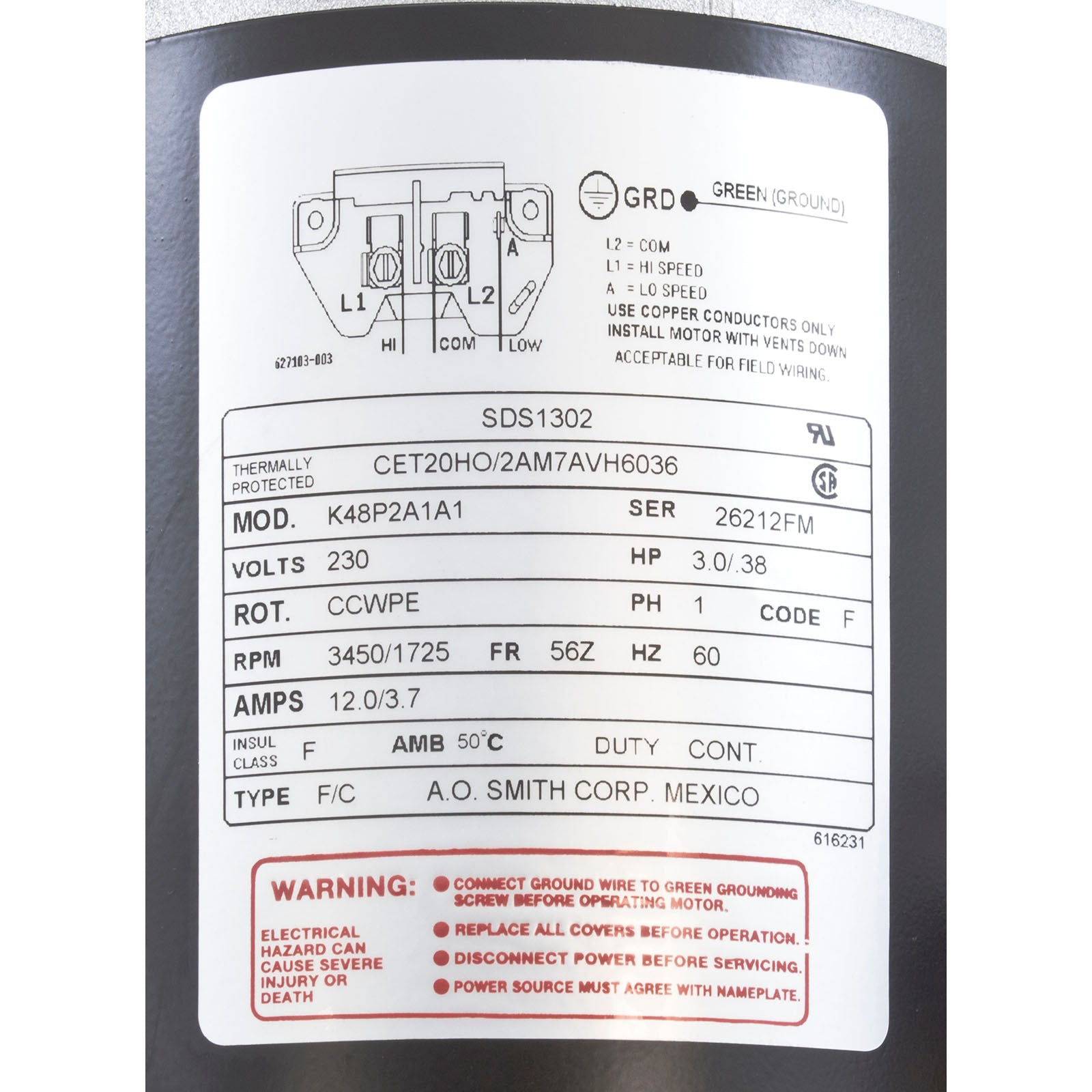 Century SDS1302 Pool Pump Motor 3 Horsepower 56Z Frame