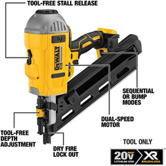 DEWALT DCN692B 20V MAX XR Framing Nailer, Dual Speed, Tool Only