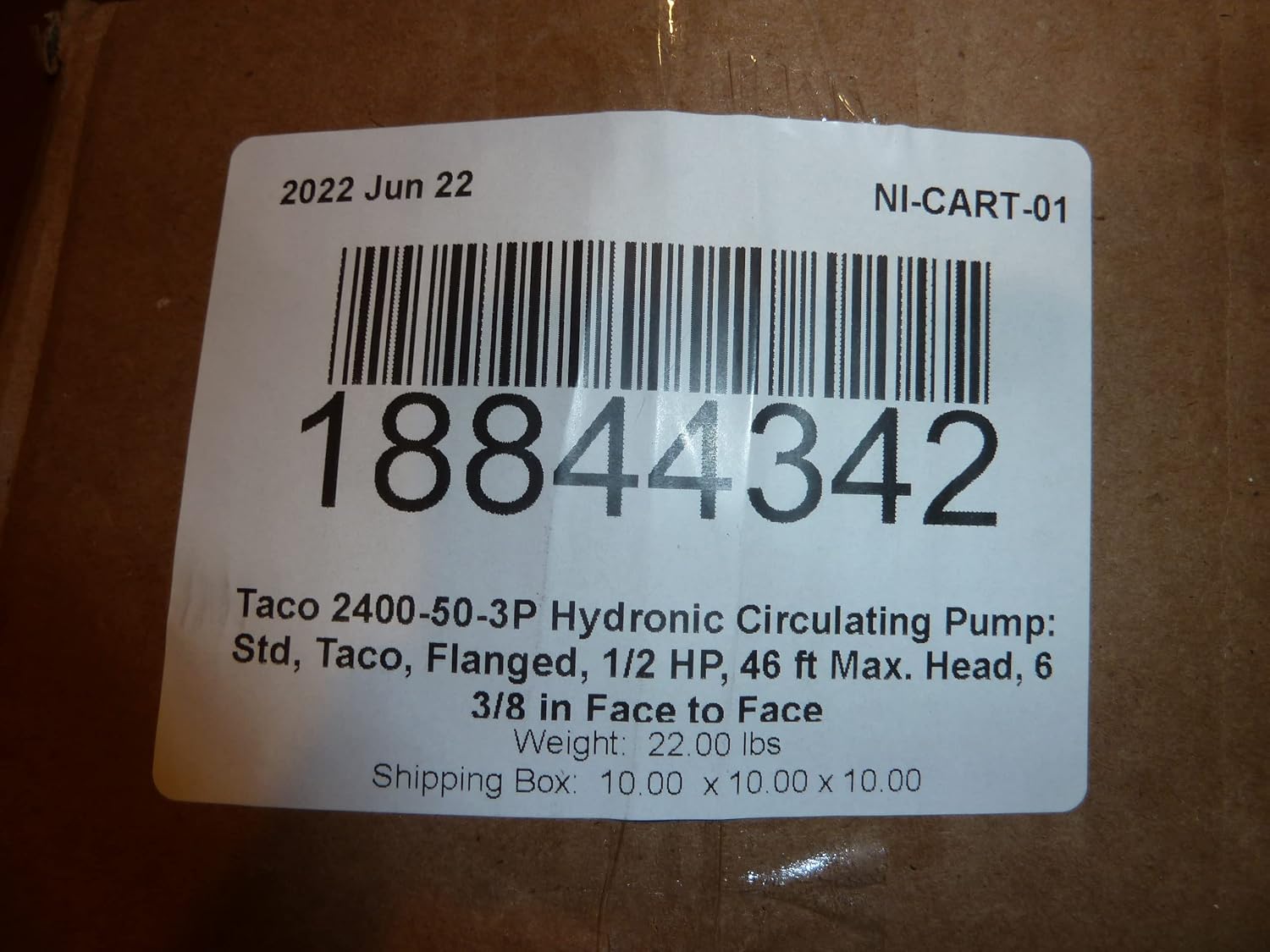 Taco 2400-50/2-3P Circulator Pump - 1/2 HP - 2 Flanged Connection