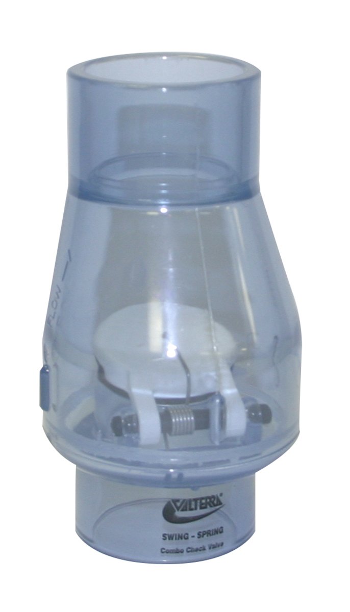 Valterra 200-C15 PVC Swing/Spring Combination Check Valve, Clear, 1-1/2 Slip