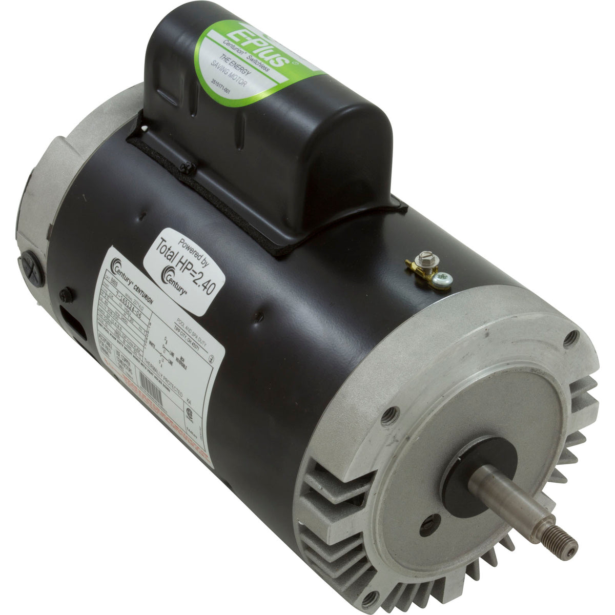 Century B809 Pool Pump Motor, Permanent Split Capacitor, 2 HP, 56J Frame, 3,450 Nameplate RPM