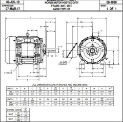 Nidec HD75P2E 75 hp 1800 RPM 365T Frame 208-230/460V TEFC