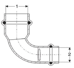 Viega 77325 ProPress Copper 90-Degree Reducing Elbow 3/4 x 1/2