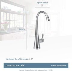 Moen S5520 Sip Transitional Cold Water Kitchen Beverage Faucet with Optional Filtration System, Chrome