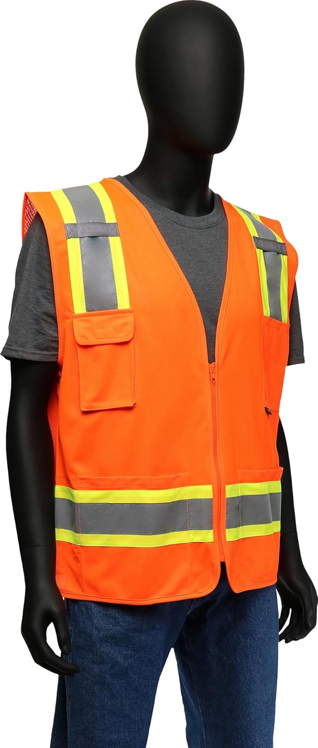 West Chester 47216/XL Hi-Viz Surveyor Vest R2 (XL)