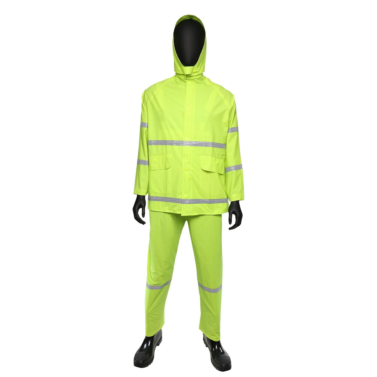 West Chester 4031/M Hi-Vis Rain Suit - Medium - 3 Piece Lime Green Rain Suit - Safety Work Wear