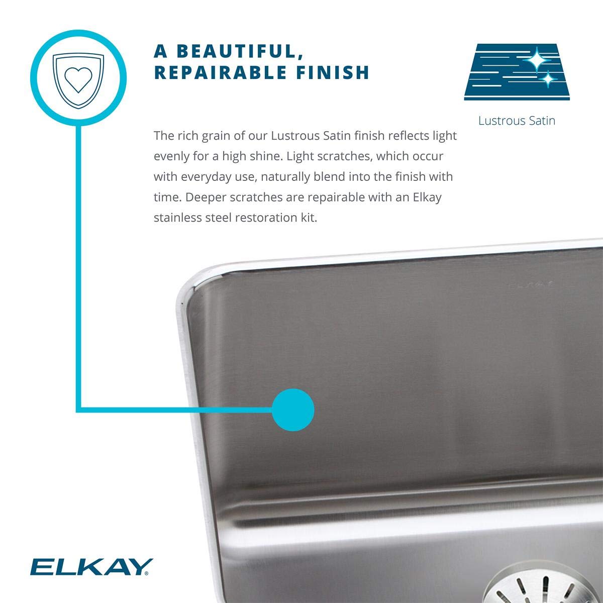 Elkay RLLVR12 Asana Stainless Steel Drop-in Bathroom Sink 18 Inch