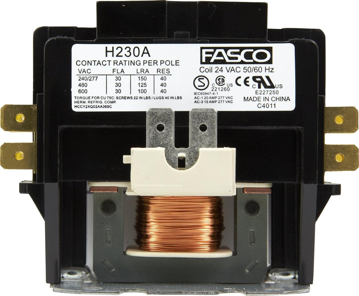 Fasco H230A 2 Pole 30A Definite Purpose Contactor 24 Volts