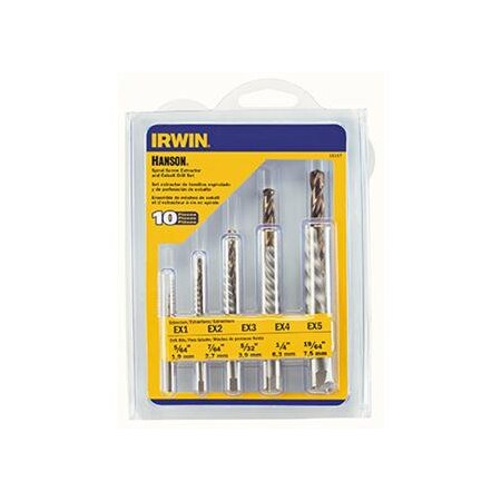 Hanson 11117 10-pc Spiral Extractor & Drill Bit Combo Pack