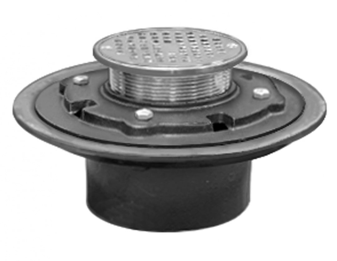 Jones Stephens D80100 3 Inch Cast Iron Shower Drain with 5 Inch Chrome Plated Strainer and Tailpiece