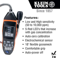 Klein ET120 Combustible Gas Leak Detector 18-Inch Gooseneck