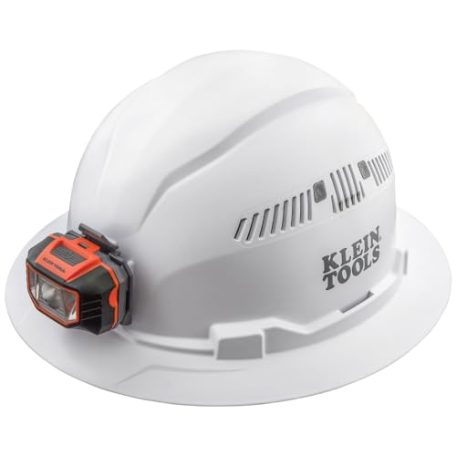 Klein Tools 60407 Hard Hat Vented Full Brim with Headlamp