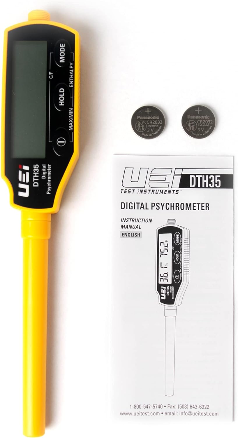 UEi DTH35 Digital HVAC Psychrometer Thermo-Hygrometer, Portable Relative Humidity Meter