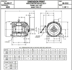 Nidec HD20P1E 20 hp 3600 RPM 256T Frame 208-230/460V TEFC Electric Motor