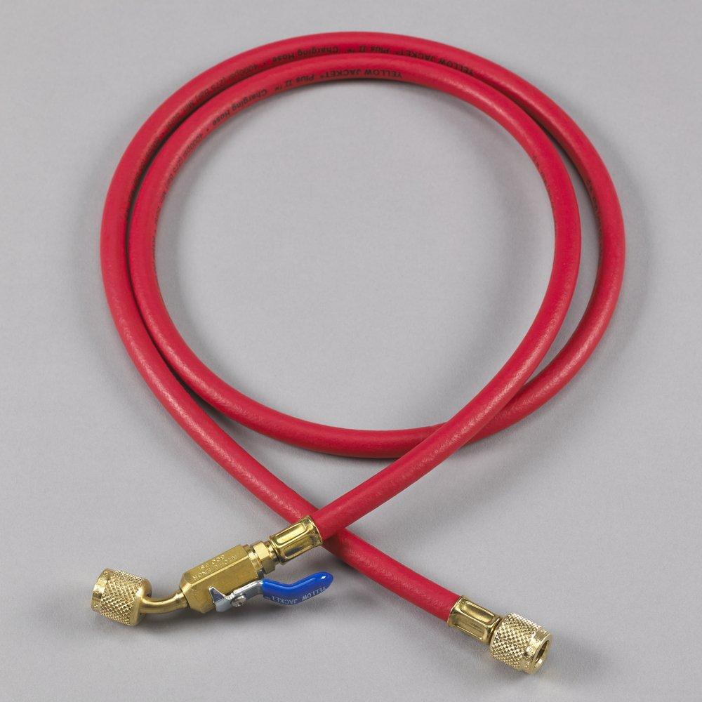 Yellow Jacket 29660 PLUS II Hose 1/4 inch 60 inch Red with Compact Ball Valve