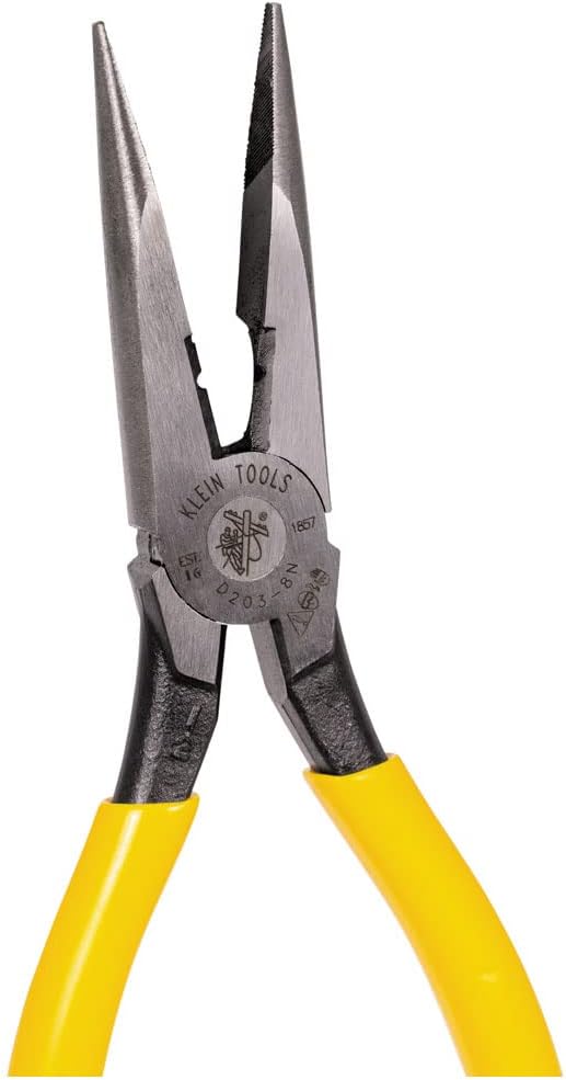 Klein Tools D203-8N Long Nose Side-Cutting Pliers with Stripping 8-Inch