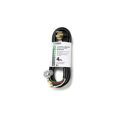 EPCO 40030 4ft SRDT Dryer Cord with Right Angle Plug 30 Amp