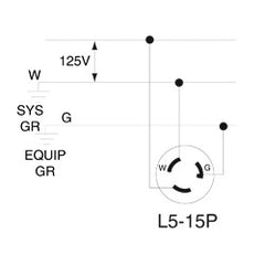 Leviton 4720-C 15 Amp 3W, 2P NEMA L5-15P Locking Plug