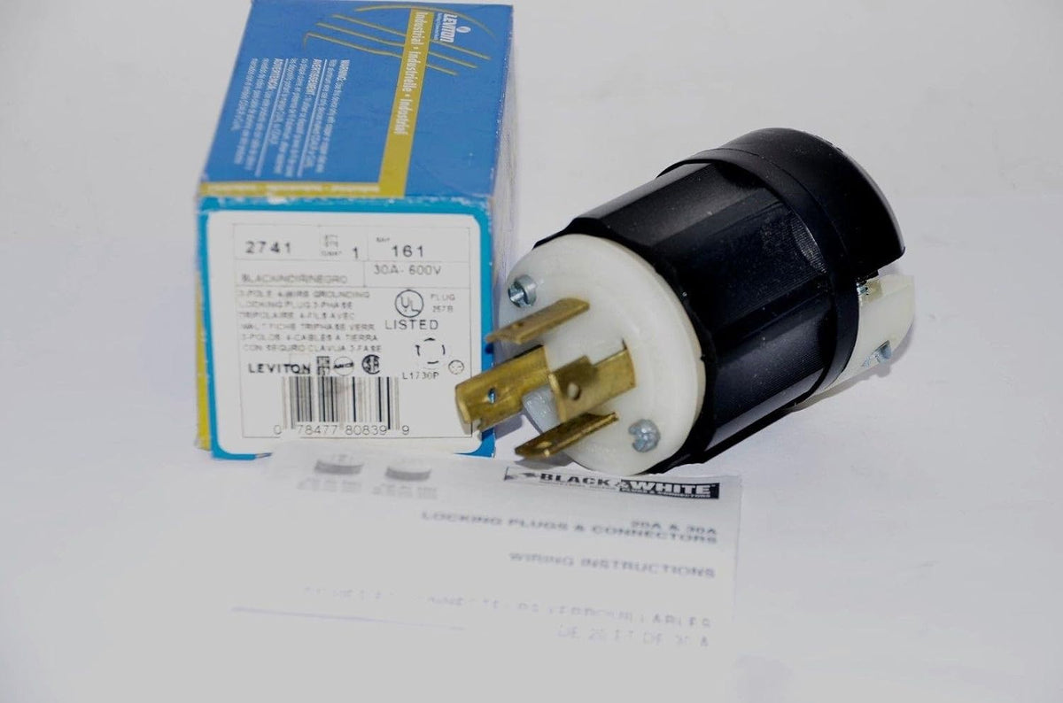 Leviton 2741 Locking Plug 600 Volt 30 Amp 3-Phase NEMA L17-30P