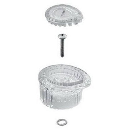 MOEN 100710 Posi-Temp One-Handle Tub and Shower Replacement Knob Handle Kit, White and Chrome Knob Insert