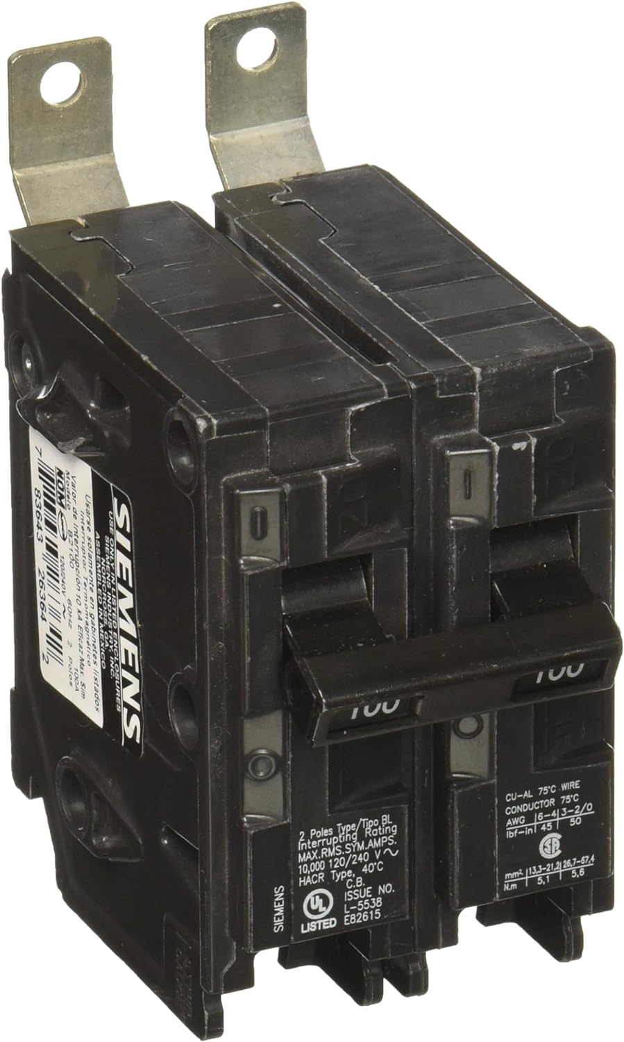 Siemens B2100 100-Amp Double Pole 120/240 Volt 10KAIC Bolt in Breaker