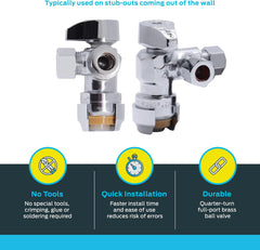 SharkBite 25558LF 1/2 x 3/8 Inch Compression Dual Outlet Angle Stop Valve