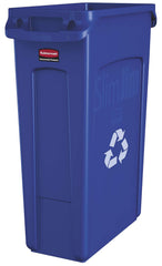 Rubbermaid FG354007BLUE Slim Jim Plastic Rectangular Recycling Bin with Venting Channels 23 Gallon Replacement MPN