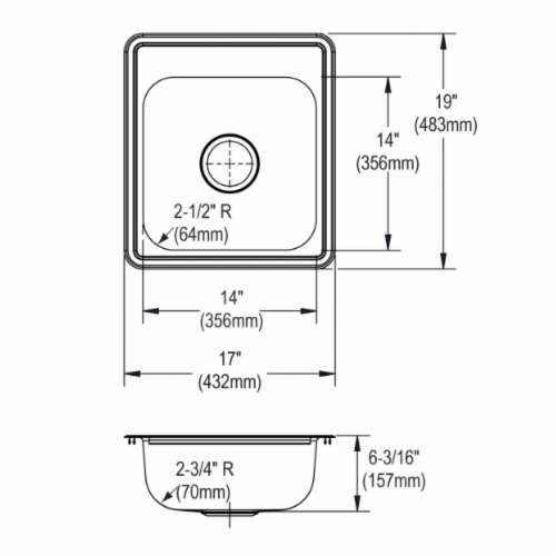 Elkay D117193 Stainless Steel Single Bowl Drop-in Sink 17 x 19 3-Hole