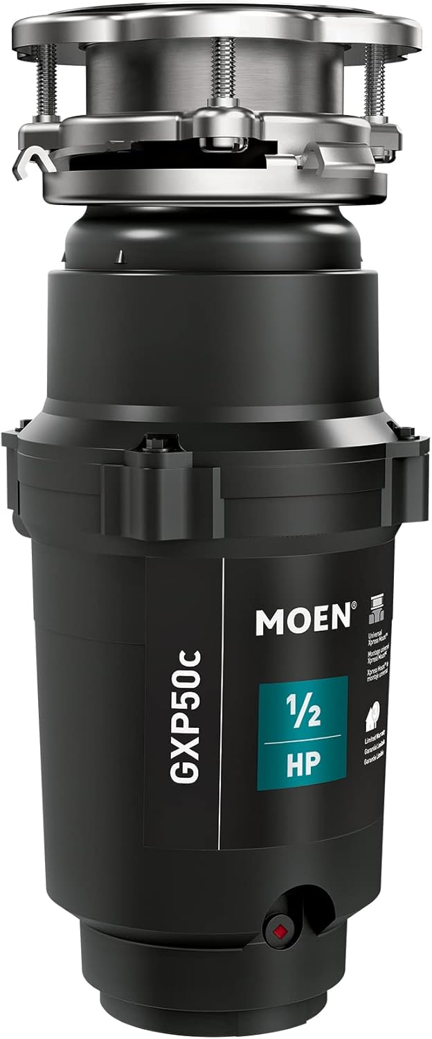 Moen GXP50C Prep Series PRO 1/2 HP Continuous Feed Garbage Disposal, Power Cord Included