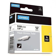 DYMO 18051 Rhino Heat Shrink Tube Labels, Black on White, 1/4 (6MM)