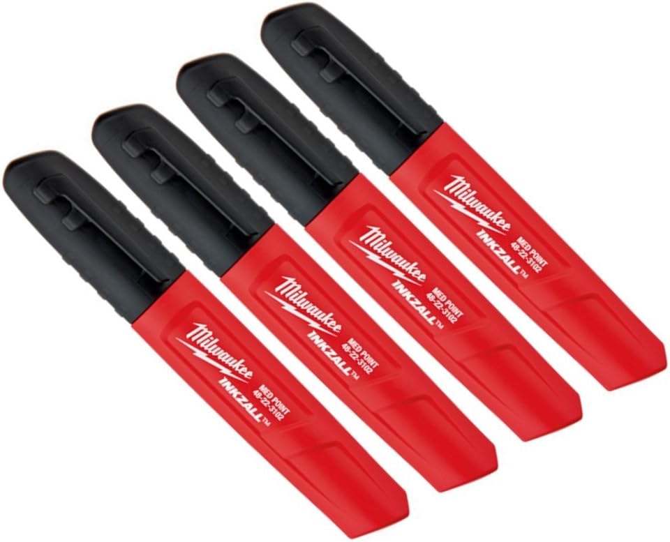 Milwaukee 48-22-3102 Inkzall Point Marker, Medium, Black, 2-Pack