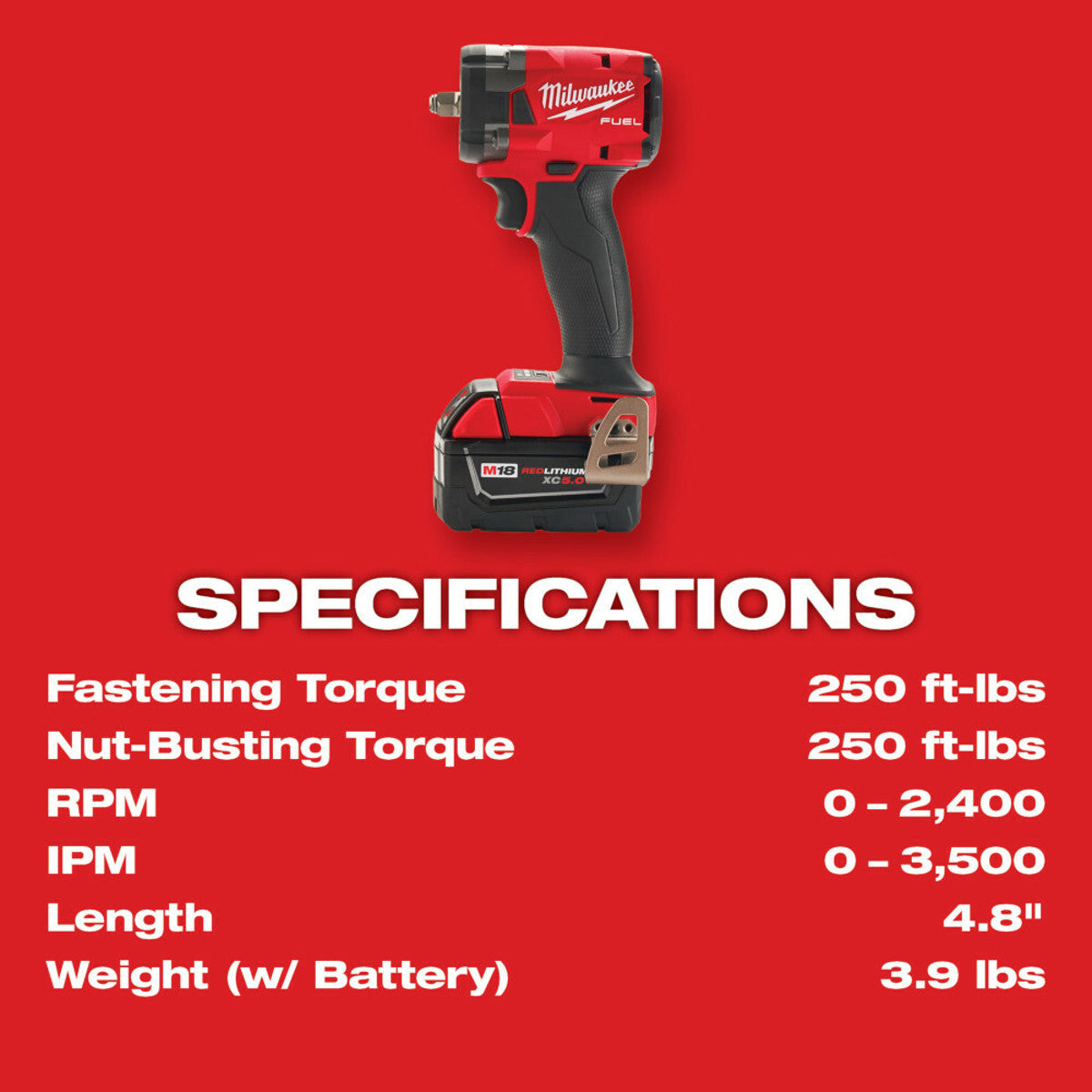 Milwaukee 2854-22R M18 Fuel 3/8 Compact Impact Wrench w/ Friction Ring Kit