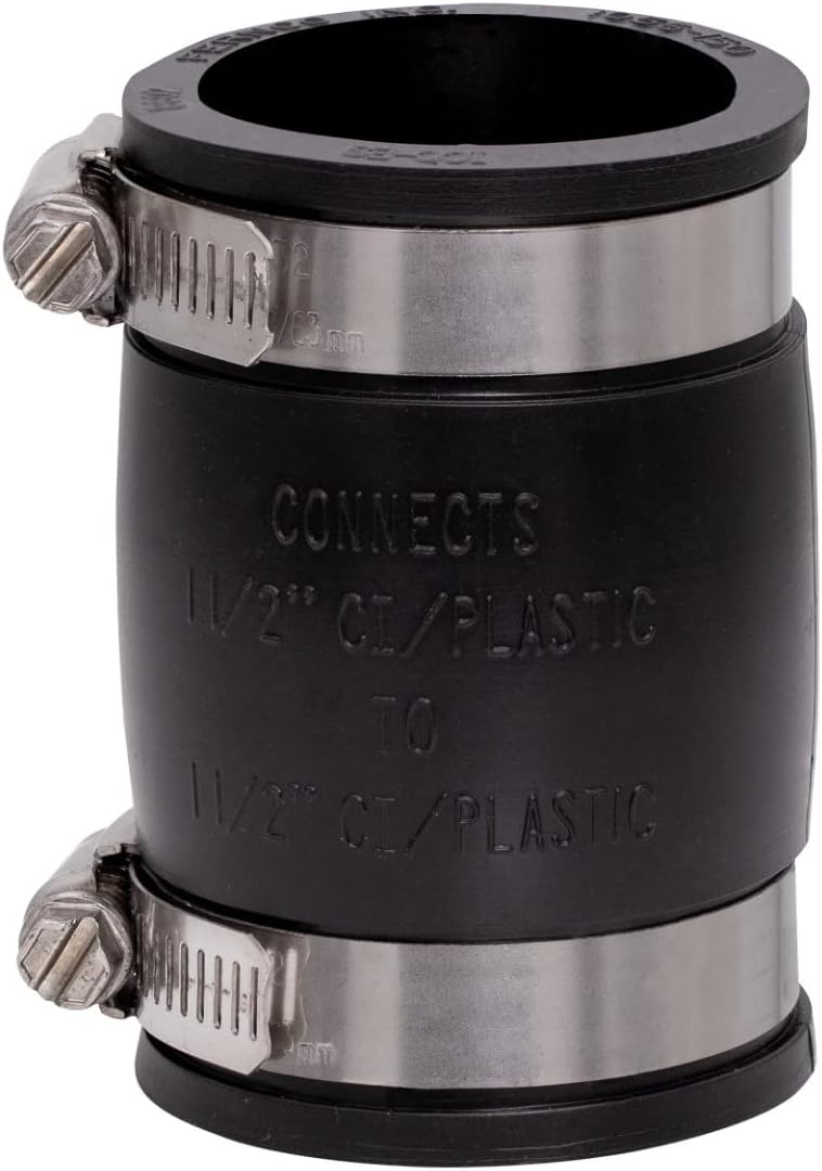 Fernco 1056-150 Flexible PVC Pipe Coupling for Cast Iron and Plastic Plumbing Connections