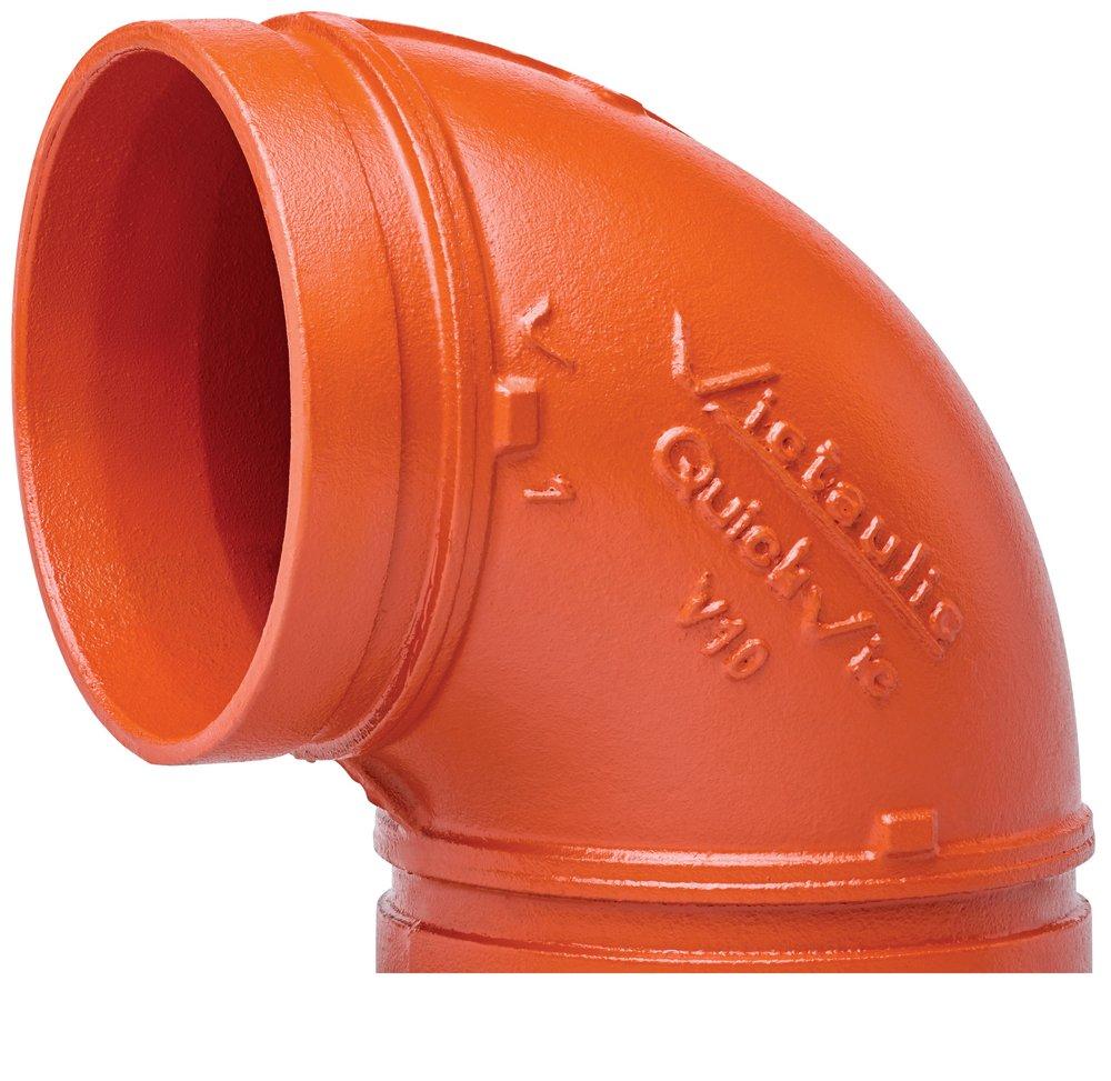 Victaulic F024V10P00 QuickVic No. V10 2-1/2 in. Grooved Orange Enamel Ductile Iron 90 Degree Elbow