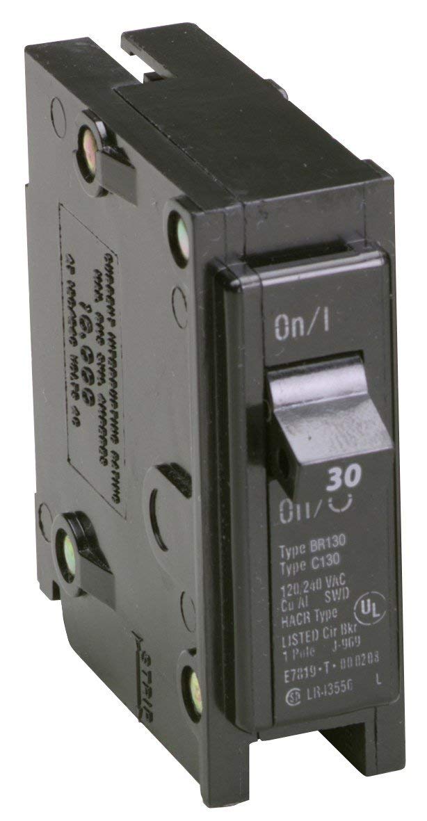 Eaton BR130 Type BR Circuit Breaker, 120/240 VAC, 30 A, 10 kAIC Interrupt, 1 Pole