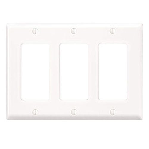 Leviton 80411-W 3-Gang Decora/GFCI Device Decora Wallplate, Standard Size, Thermoset, Device Mount, White