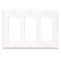 Leviton 80411-W 3-Gang Decora/GFCI Device Decora Wallplate, Standard Size, Thermoset, Device Mount, White