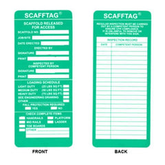 Brady 104113 ScaffTag Green Inspection Inserts 7 5/8 x 3 1/4 100/Pkg