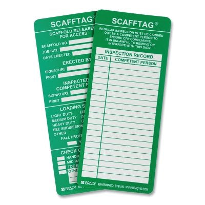 Brady 104113 ScaffTag Green Inspection Inserts 7 5/8 x 3 1/4 100/Pkg