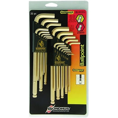 Bondhus 20899 GoldGuard L-Wrench Combination Sets, 22 pieces, Ball Hex Tip, Inch/Metric