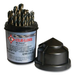 CLE-LINE C21165 Bit Barrel 1875R Heavy-Duty Black and Gold Mechanics Length Drill Set, 29 Pc, 1/16 in to 1/2 in x 1/64 in