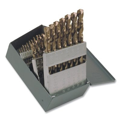 Chicago-Latrobe 57850 550 NAS-Type Heavy-Duty Cobalt Straw Jobber-Length Drill Bit Set 29-Pc