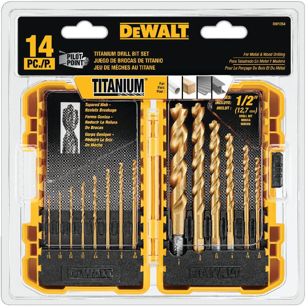 DeWalt DW1354 14-Piece Pilot Point Titanium Drill Bit Set